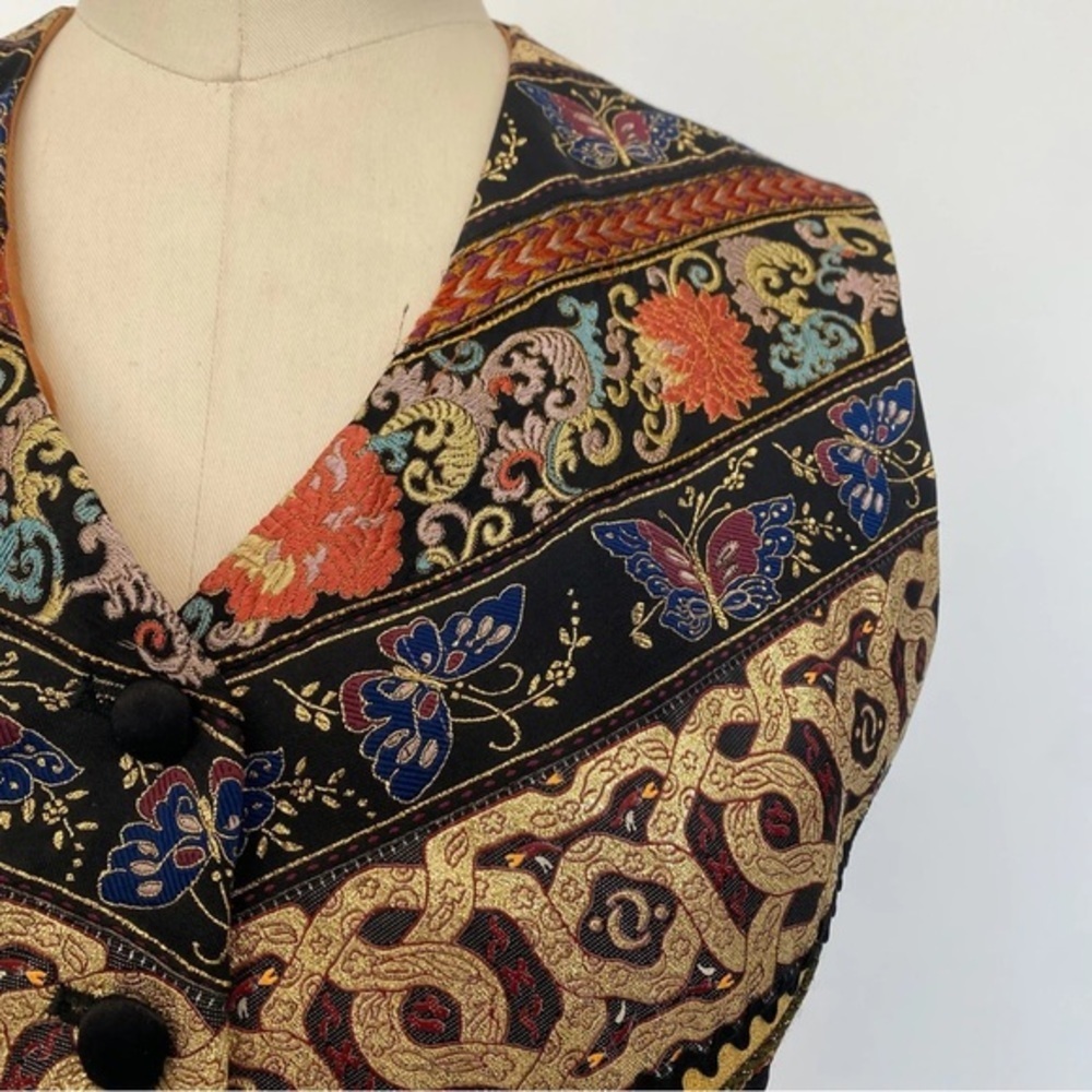 Jean Paul Gaultier Brocade Vest Vintage 80s Size 42 Rare Fringed Beaded S/S 1989 - Picture 2 of 9